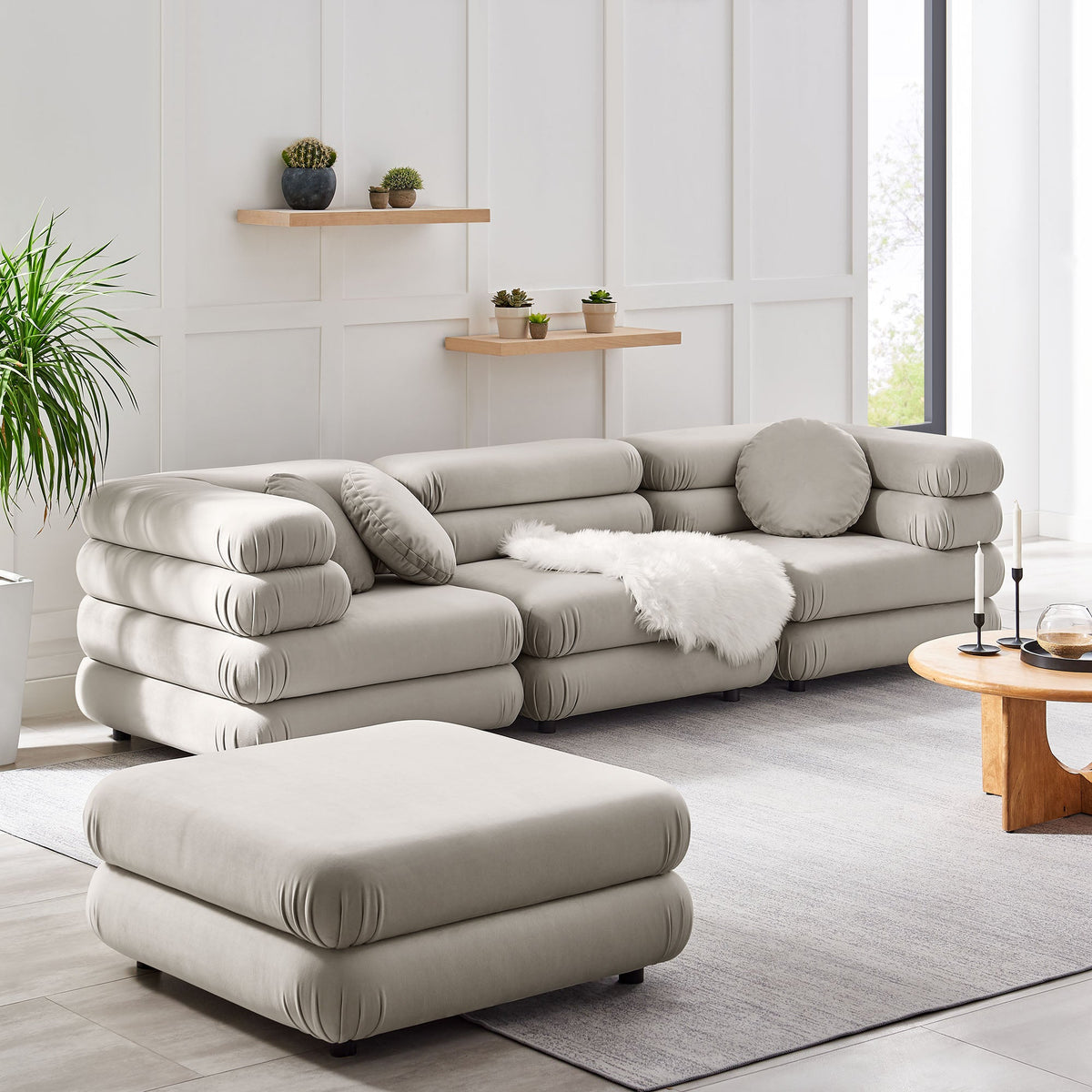 Jubilee 4-Piece Modular Performance Velvet Sectional Sofa