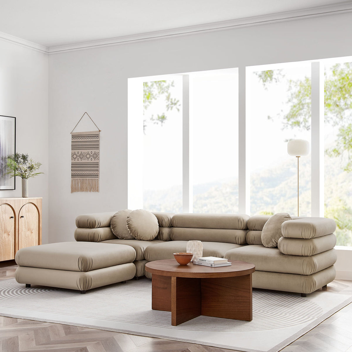 Jubilee 4-Piece Modular Performance Velvet Sectional Sofa