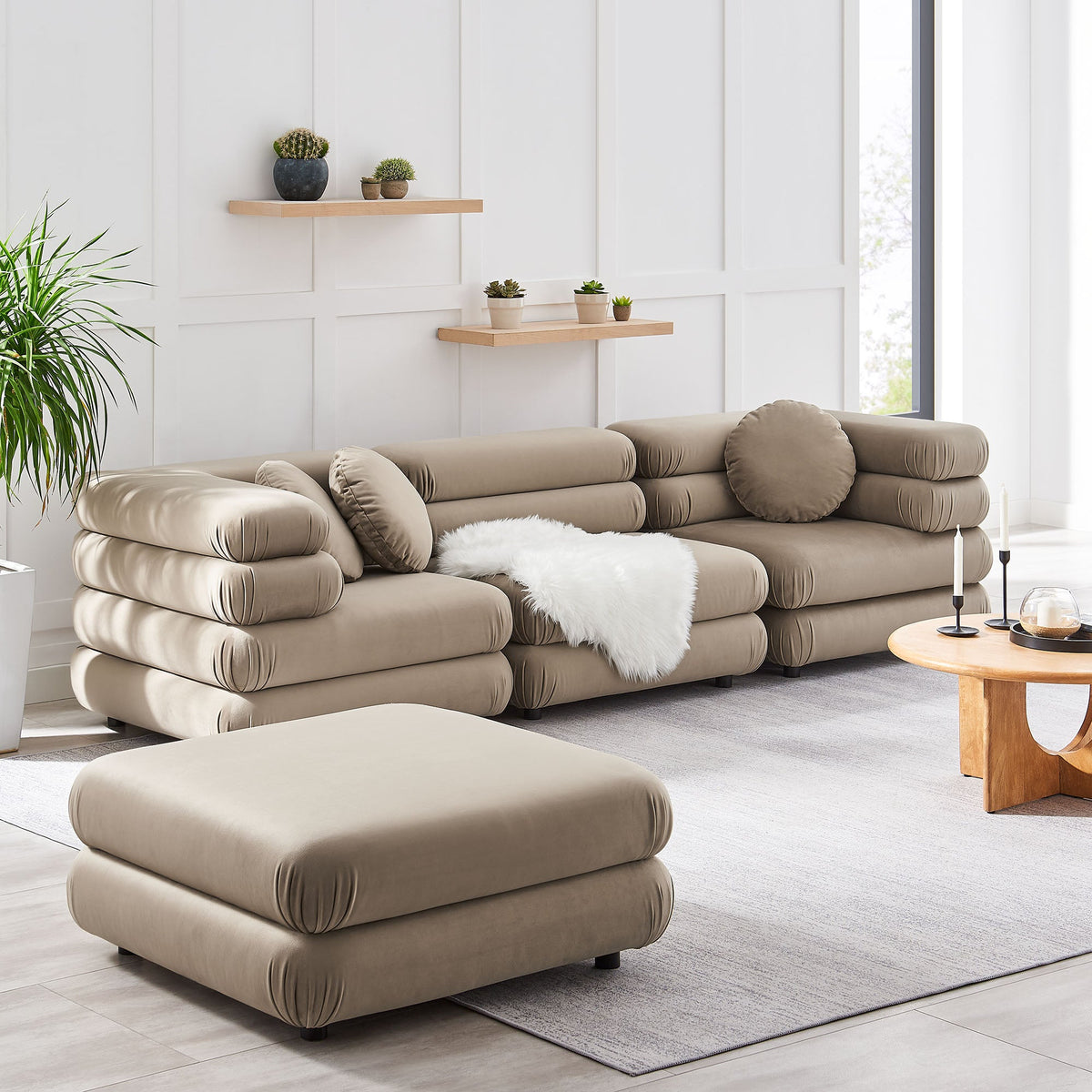 Jubilee 4-Piece Modular Performance Velvet Sectional Sofa