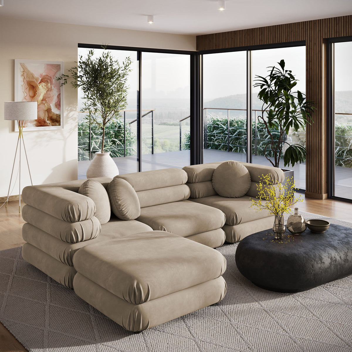 Jubilee 4-Piece Modular Performance Velvet Sectional Sofa