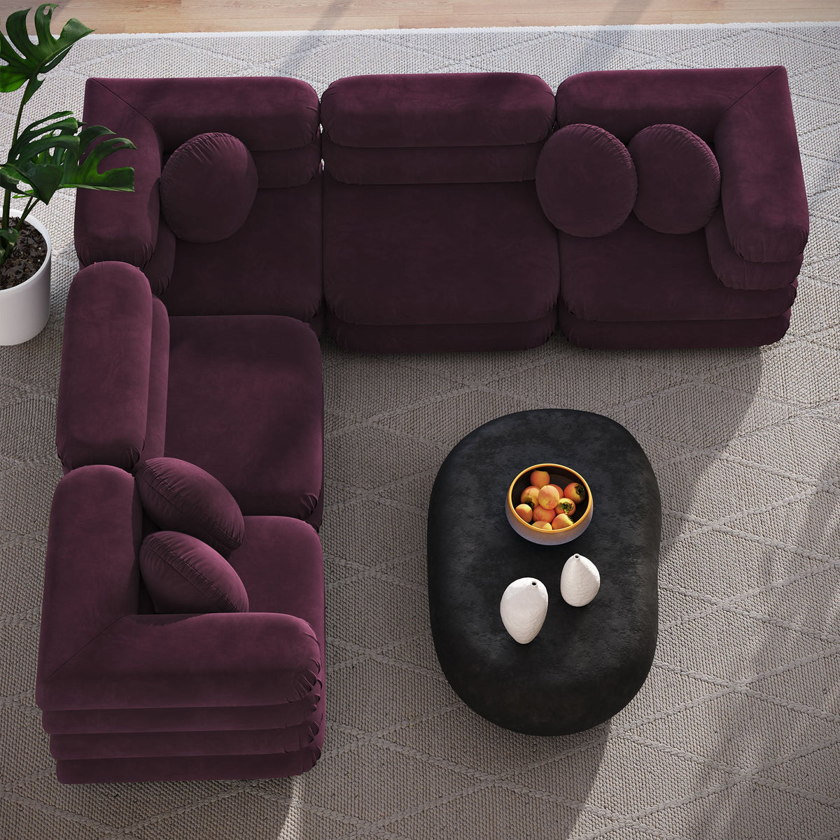Jubilee 5-Piece Modular Performance Velvet Sectional Sofa