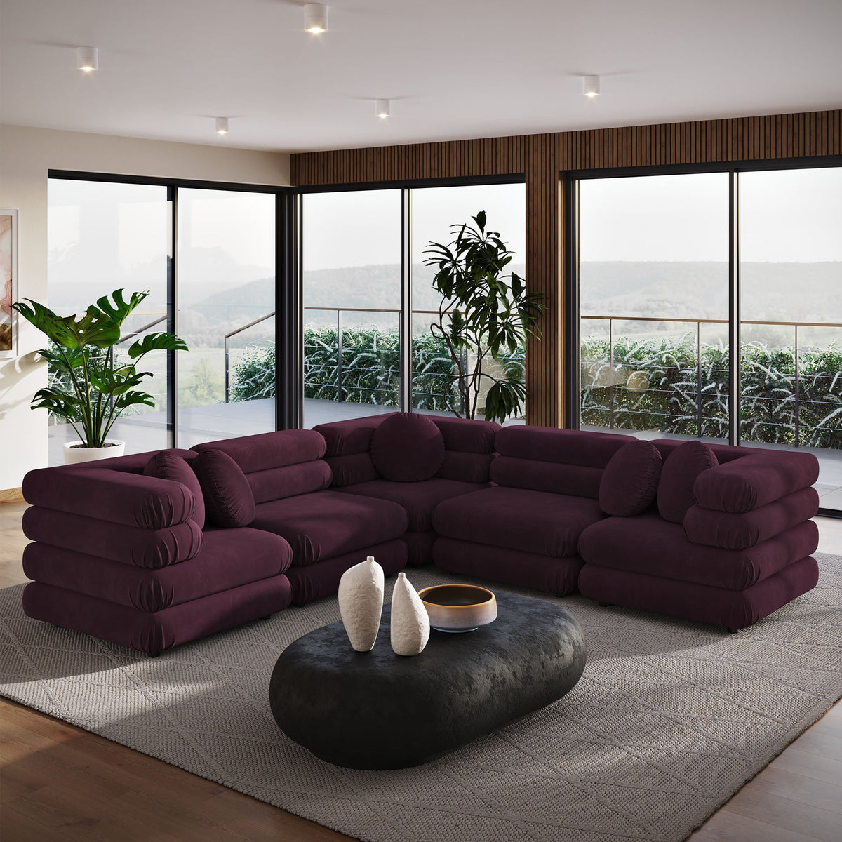 Jubilee 5-Piece Modular Performance Velvet Sectional Sofa
