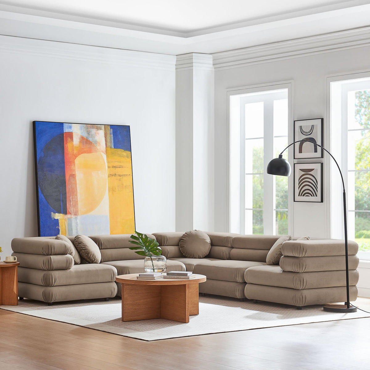Jubilee 5-Piece Modular Performance Velvet Sectional Sofa