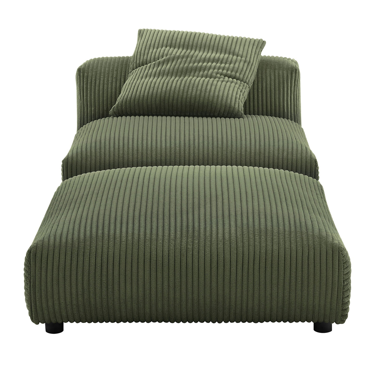 Solace Modular Corduroy Upholstered Armless Chair and Ottoman Set