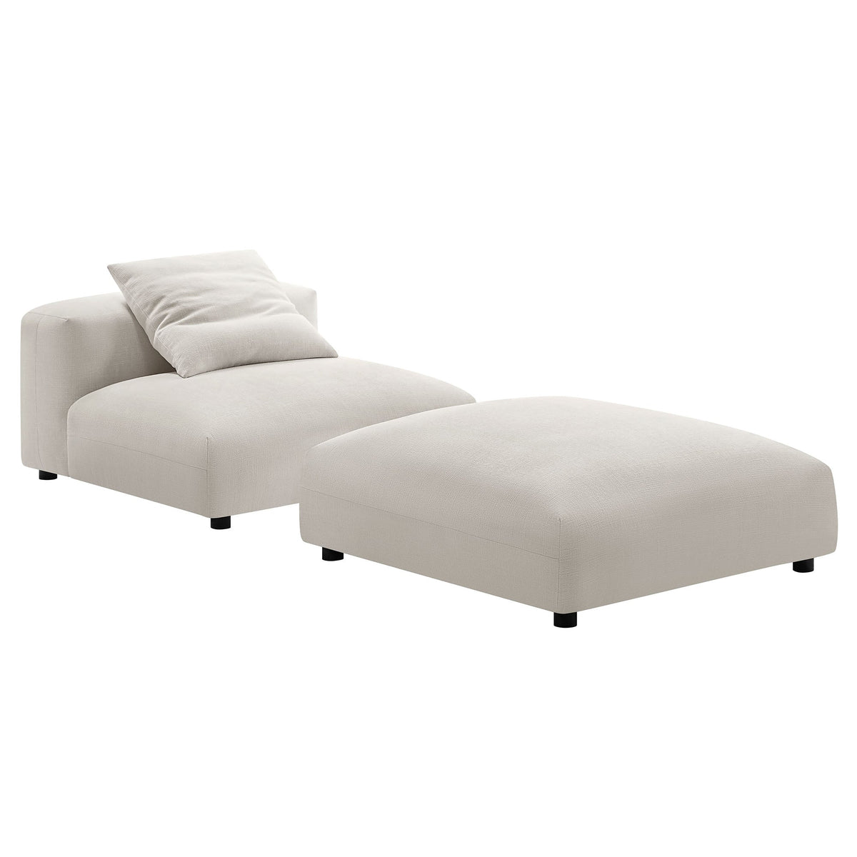 Solace Modular Upholstered Fabric Armless Chair and Ottoman Set