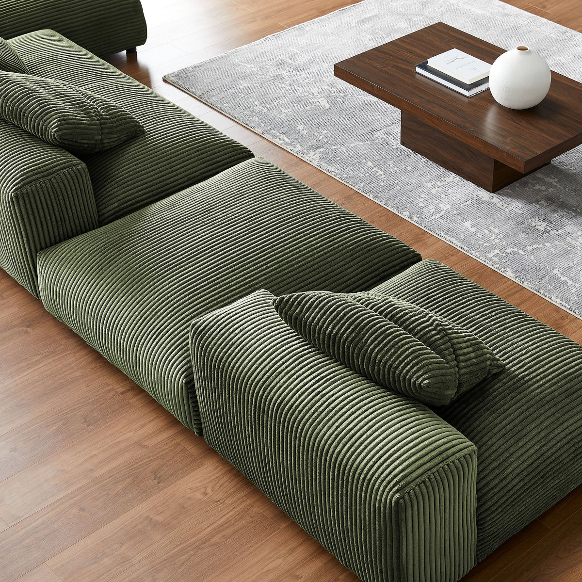 Solace 4-Piece Modular Corduroy Upholstered Sectional Sofa With Ottoman