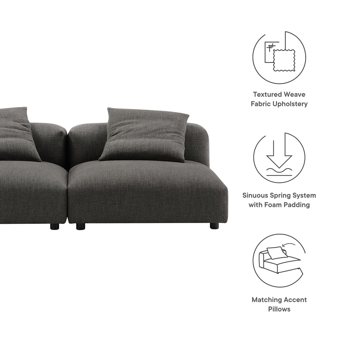Solace 2-Piece Modular Upholstered Fabric Sofa - view 13