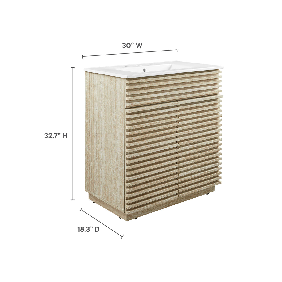 Render 30" and 36" Bathroom Vanities with White Basin Included