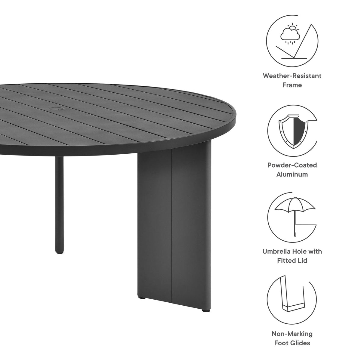 Tahoe Round Outdoor Patio Aluminum Dining Table - view 7