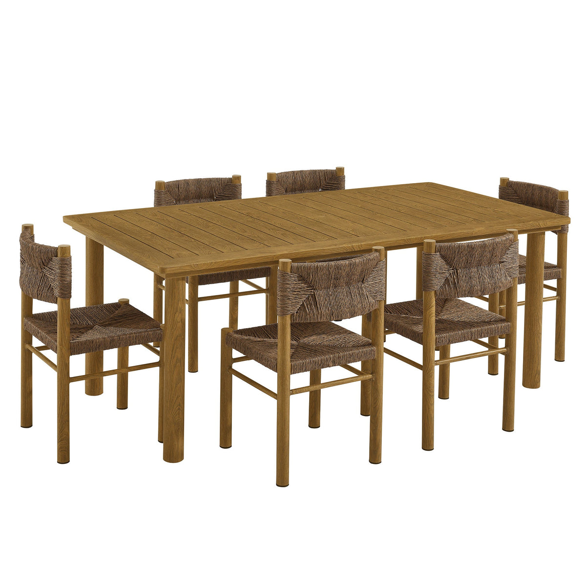 Parkland 7-Piece Rectangular Outdoor Patio Rattan and Aluminum Dining Table and Chairs Set