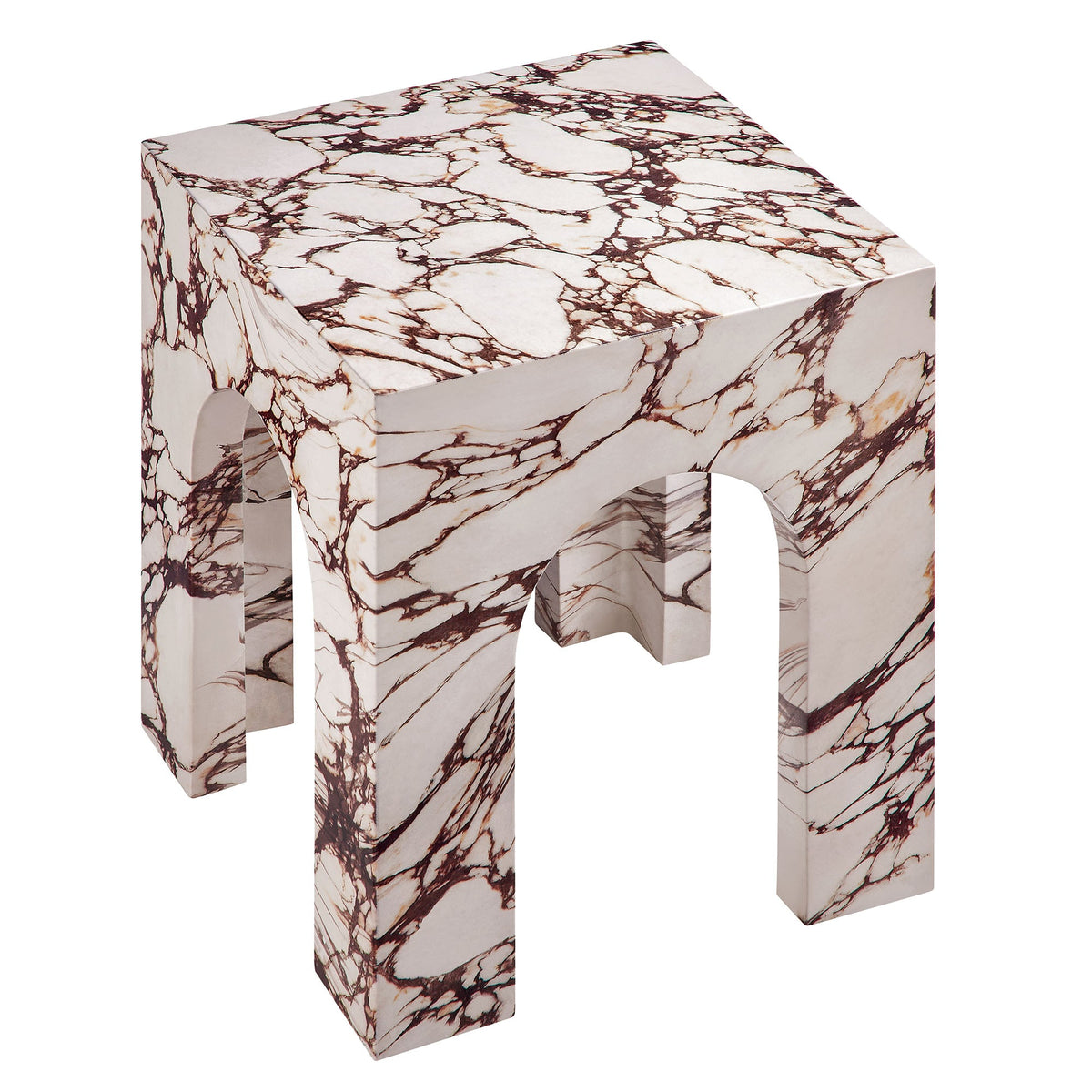 Valen Square Indoor - Outdoor Patio Arched Concrete Side Table