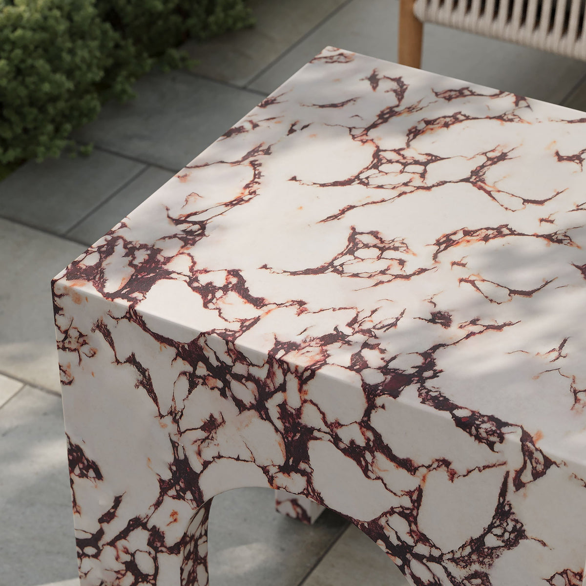 Valen Square Indoor - Outdoor Patio Arched Concrete Side Table