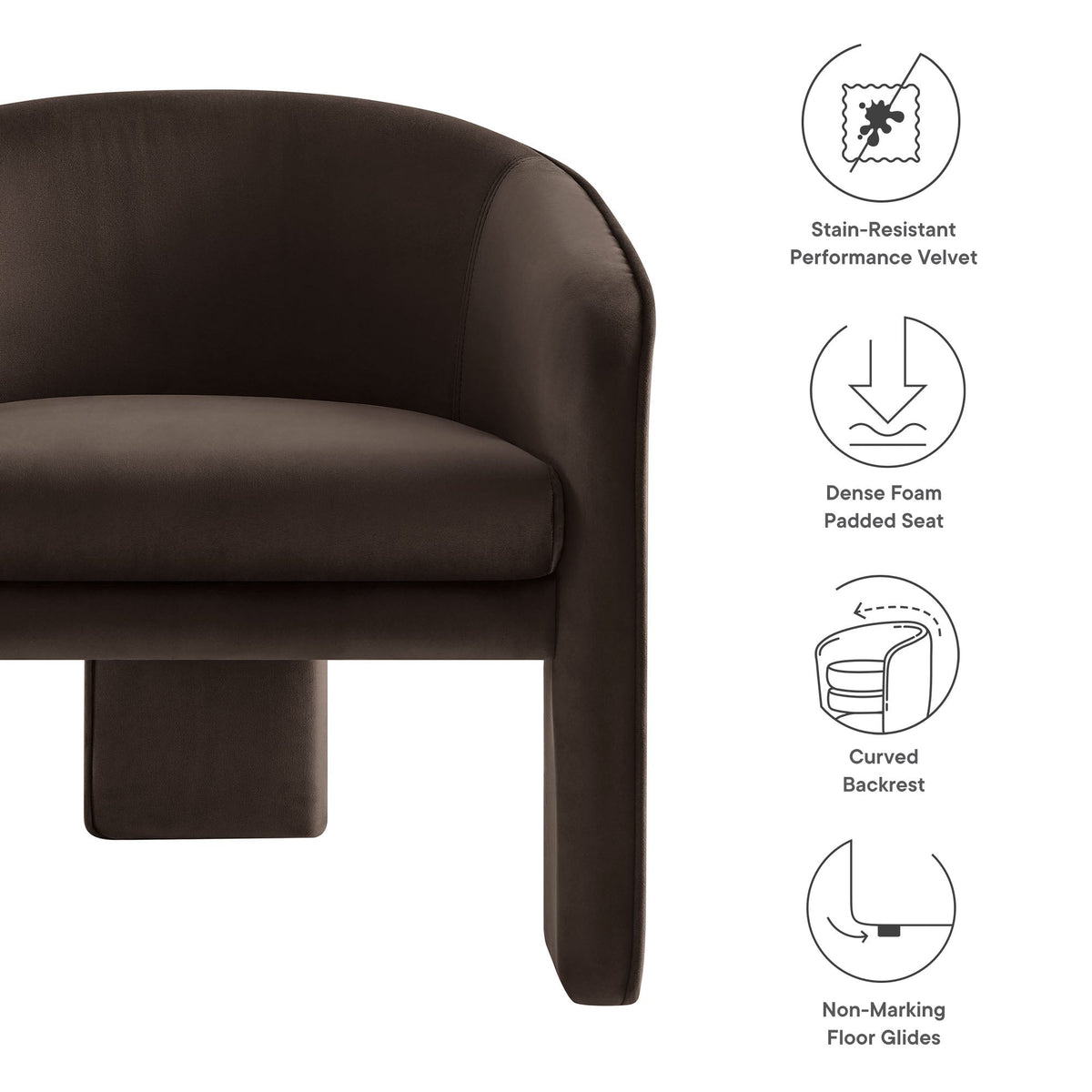 Greer Performance Velvet Upholstered Accent Armchair