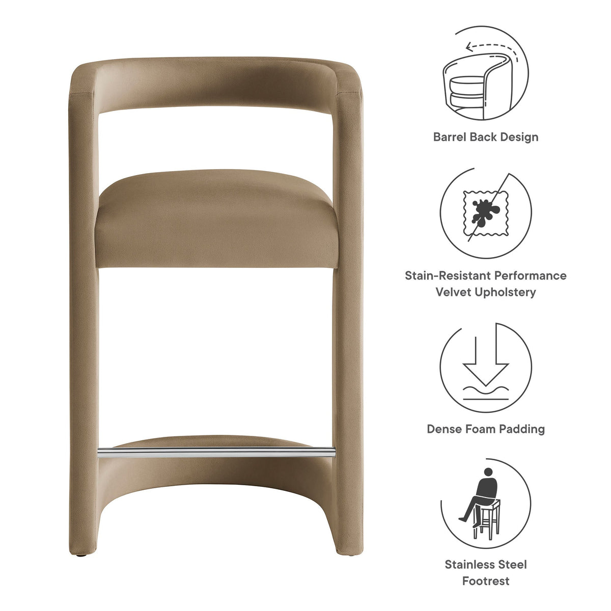 Winslow Performance Velvet Counter Stool
