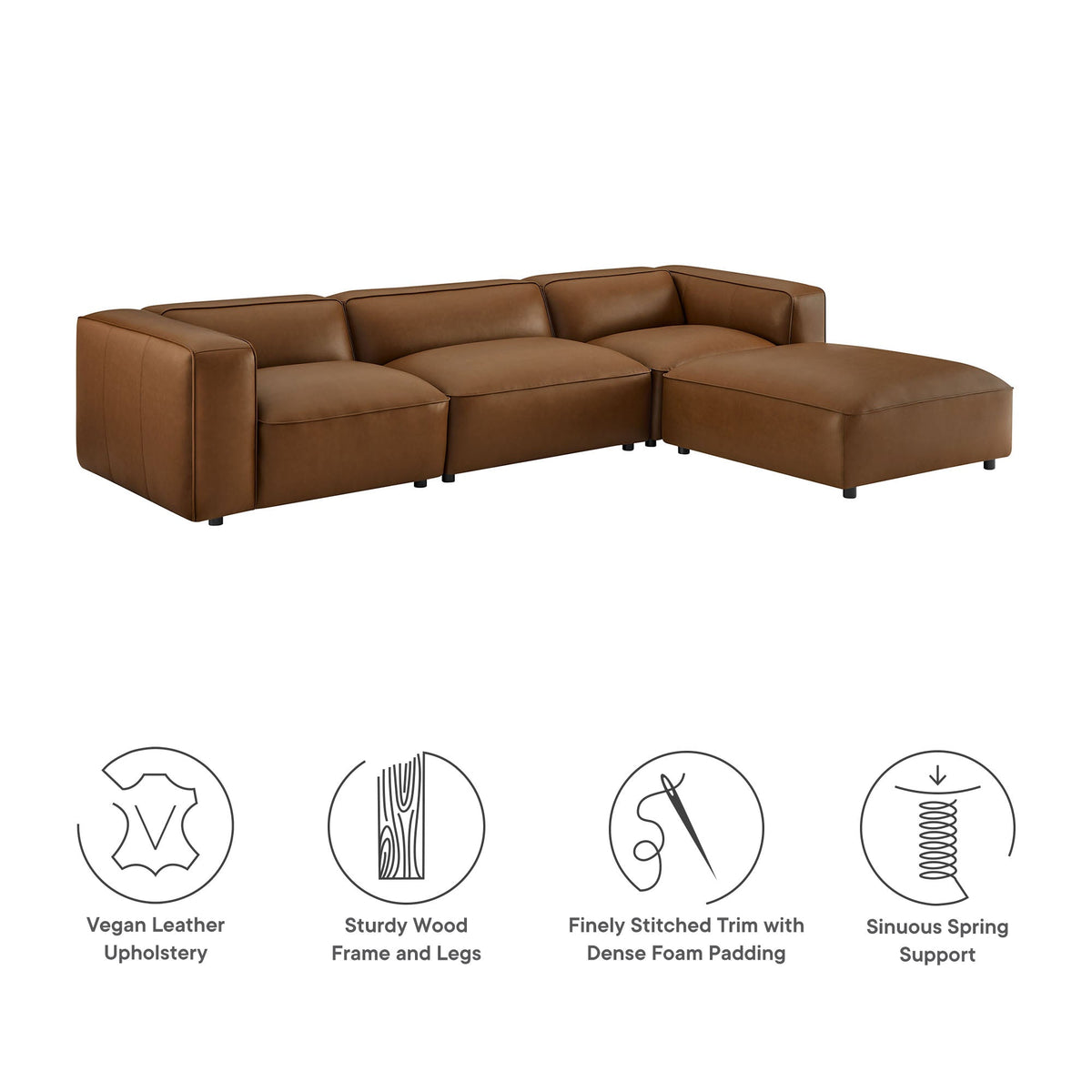 Auren 4-Piece Vegan Leather Modular Sofa Set - view 10