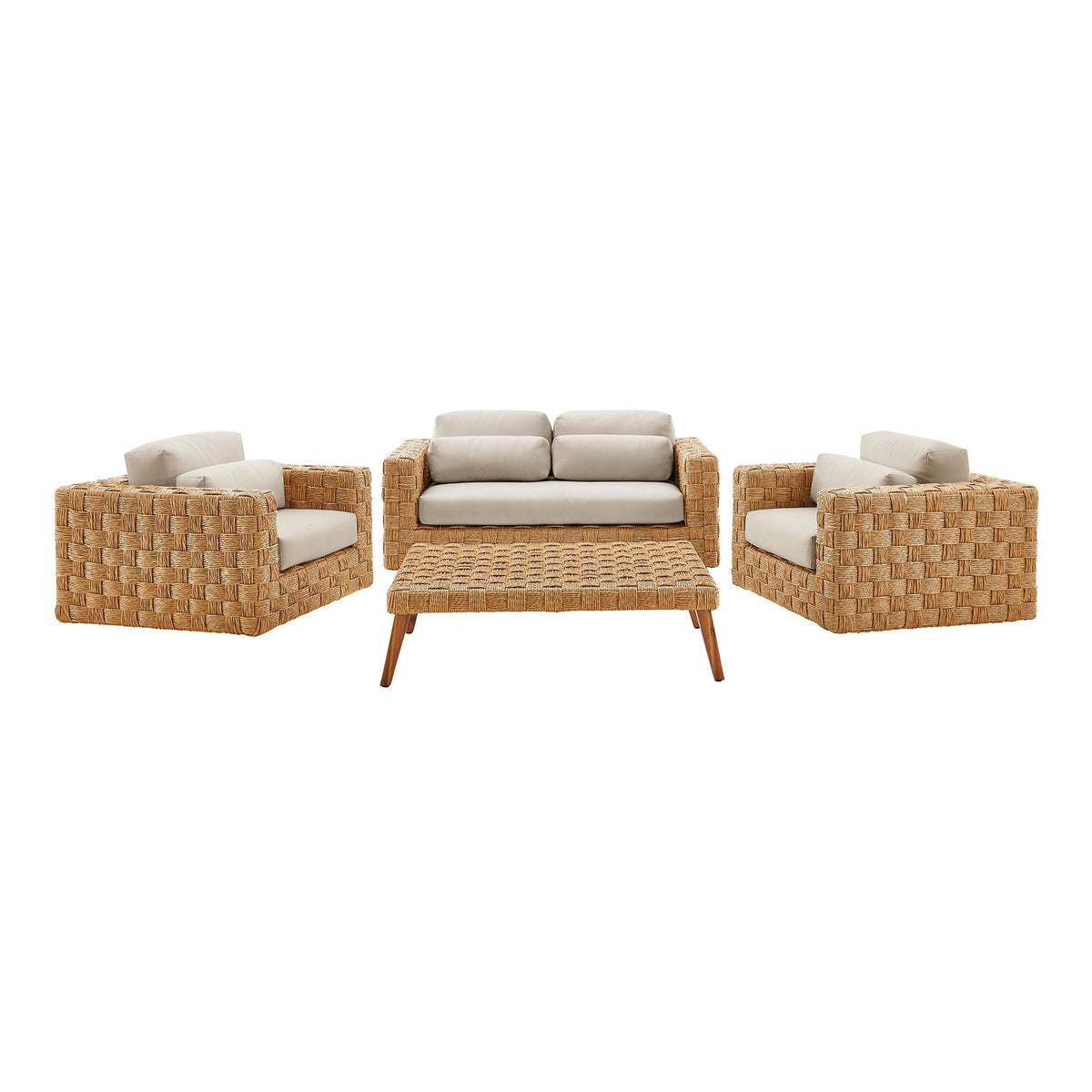 Thames 4-Piece Outdoor Patio Wicker Rattan Furniture Set