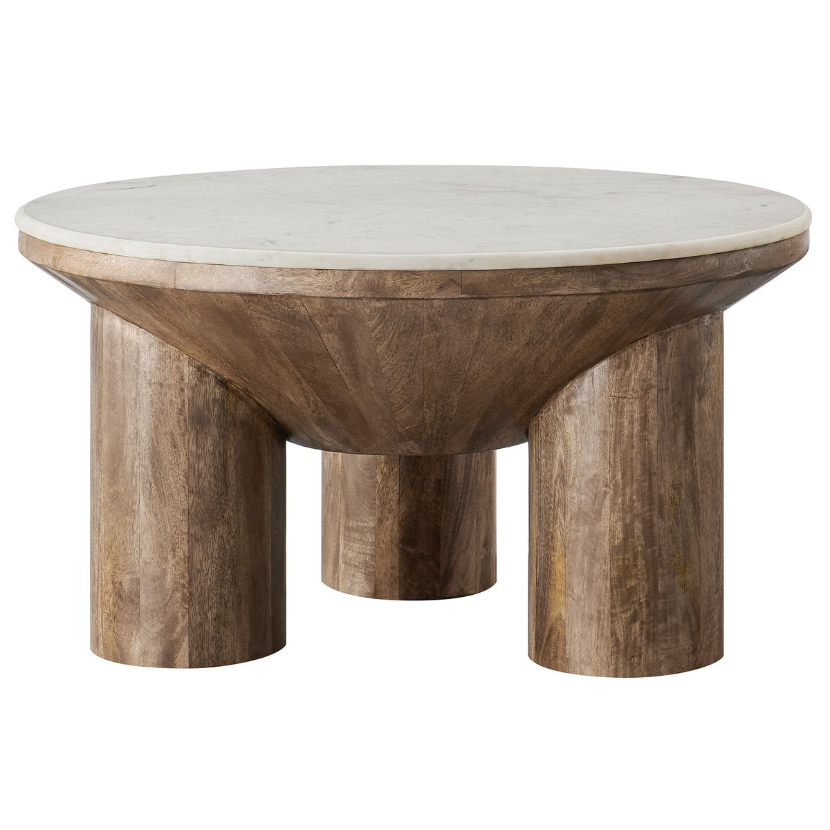 Ellison 33" Round Wood Coffee Table With Marble Top - view 3