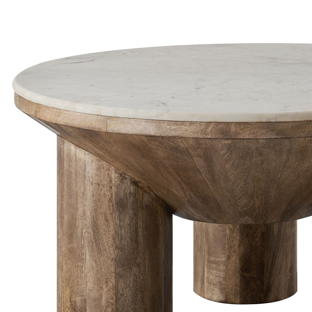 Ellison 33" Round Wood Coffee Table With Marble Top - view 4