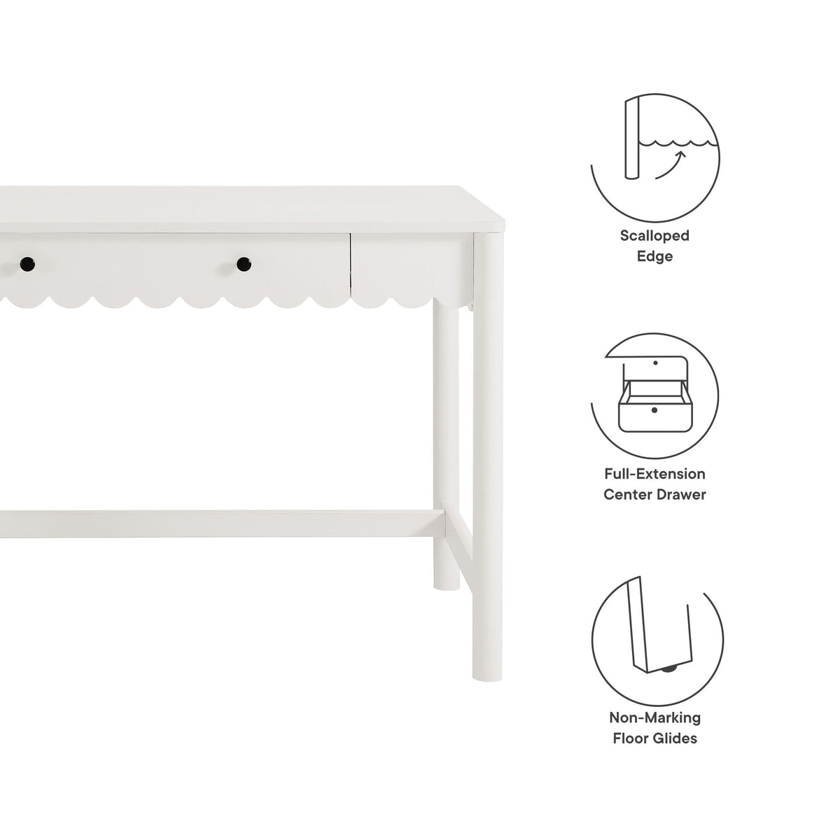 Emmeline 1-Drawer Scallop Writing Desk