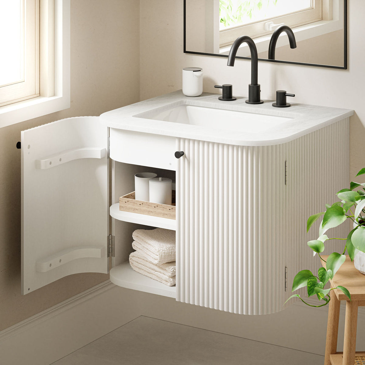 Zia Wall-Mount Bathroom Vanity with Marble Sink - view 45