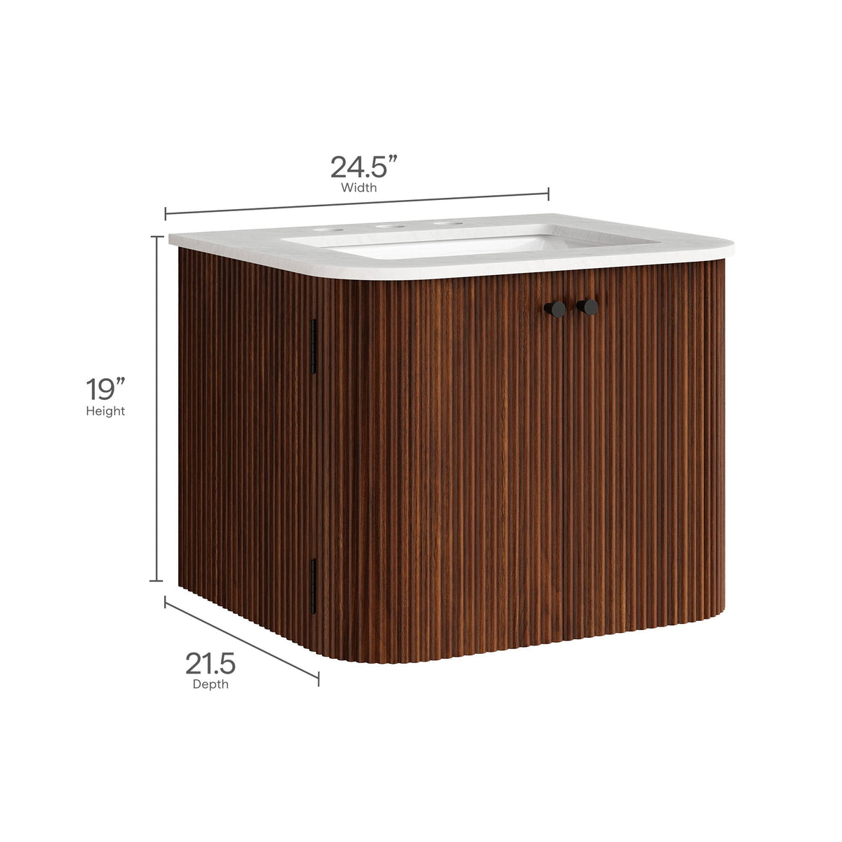 Zia Wall-Mount Bathroom Vanity with Marble Sink
