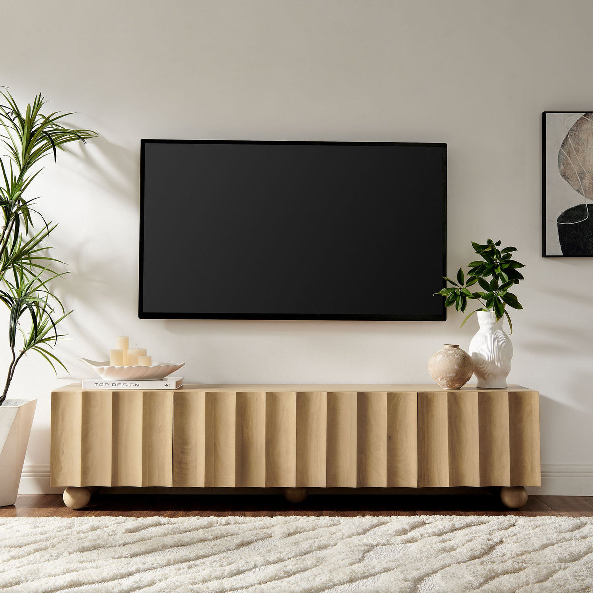 Sorren Scalloped 71" Wood TV Stand - view 14