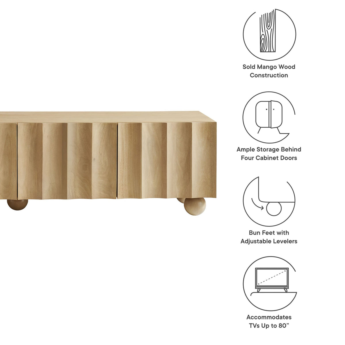 Sorren Scalloped 71" Wood TV Stand - view 16