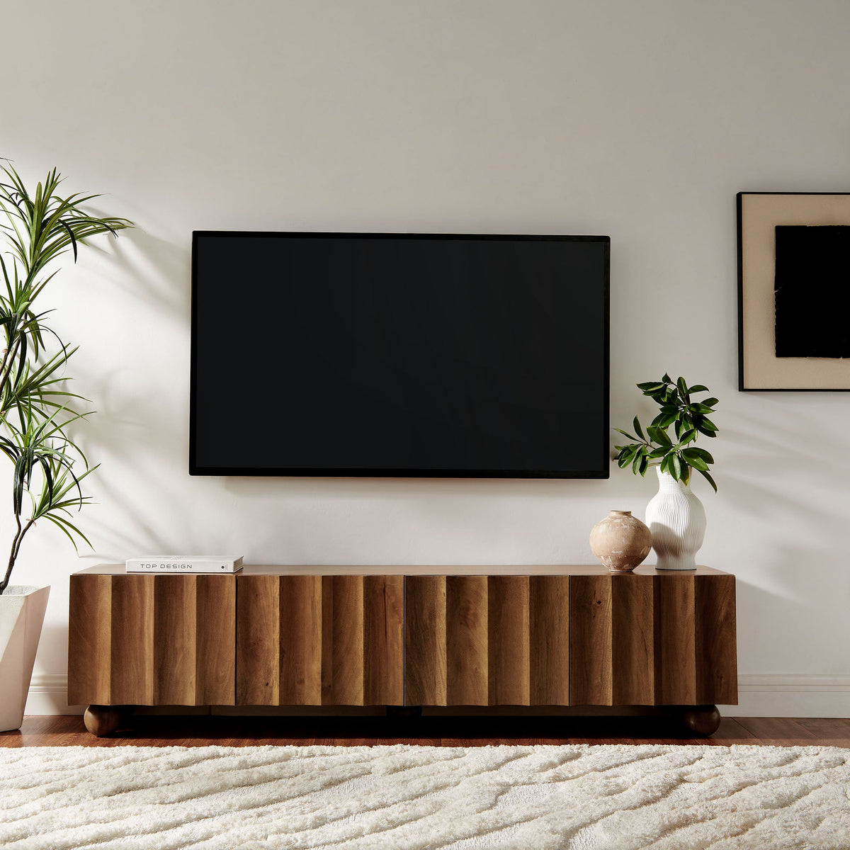 Sorren Scalloped 71" Wood TV Stand - view 13