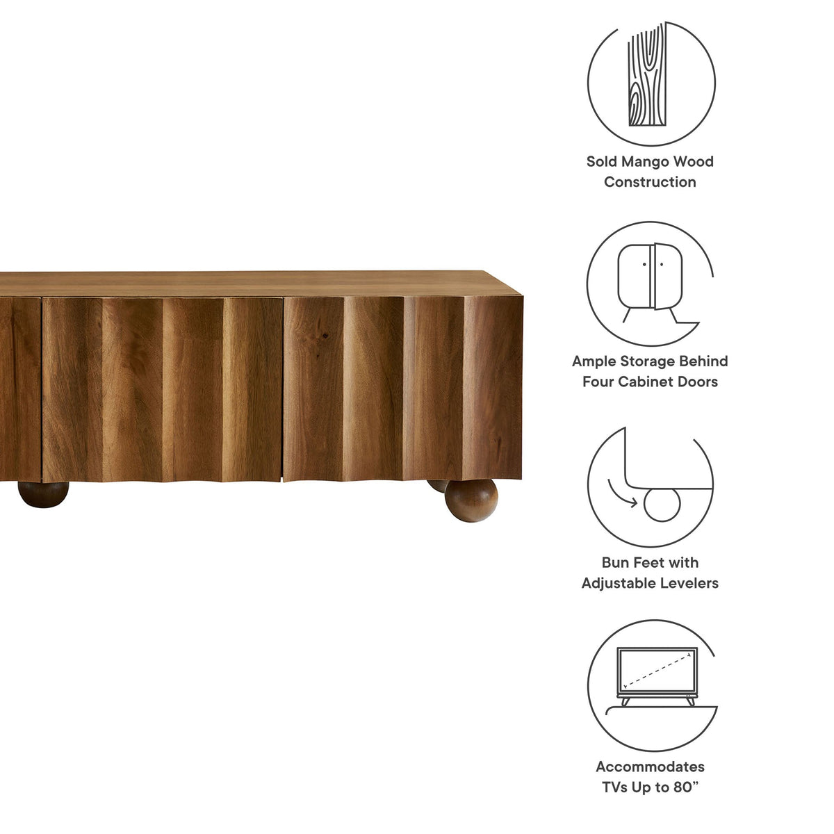 Sorren Scalloped 71" Wood TV Stand - view 15