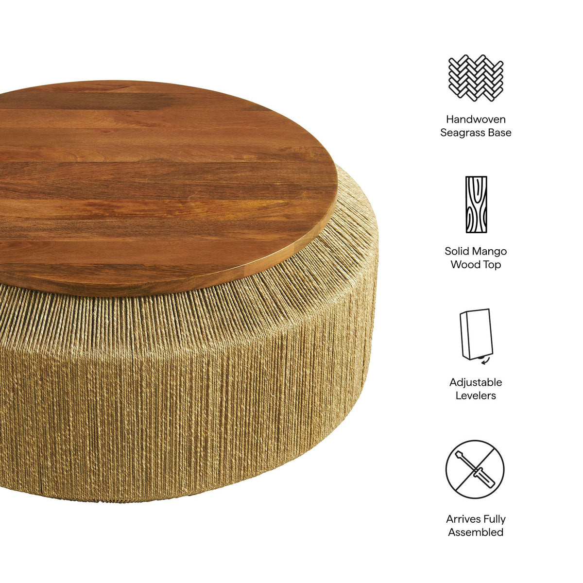 Maris Seagrass and Wood Coffee Table - view 7