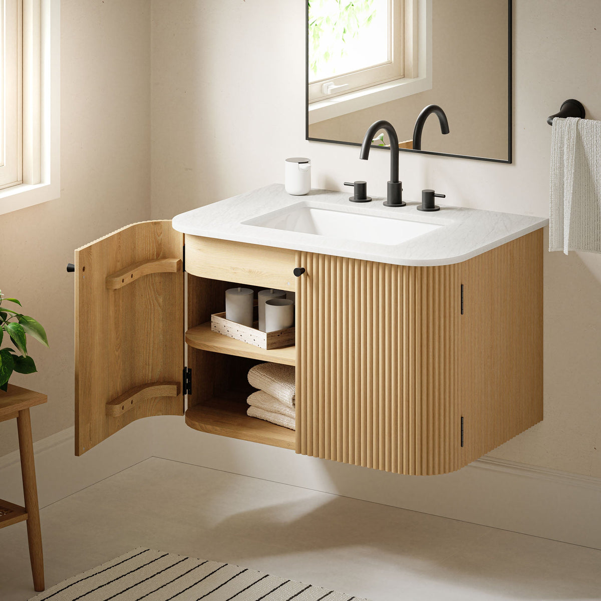 Zia Wall-Mount Bathroom Vanity with Marble Sink - view 44