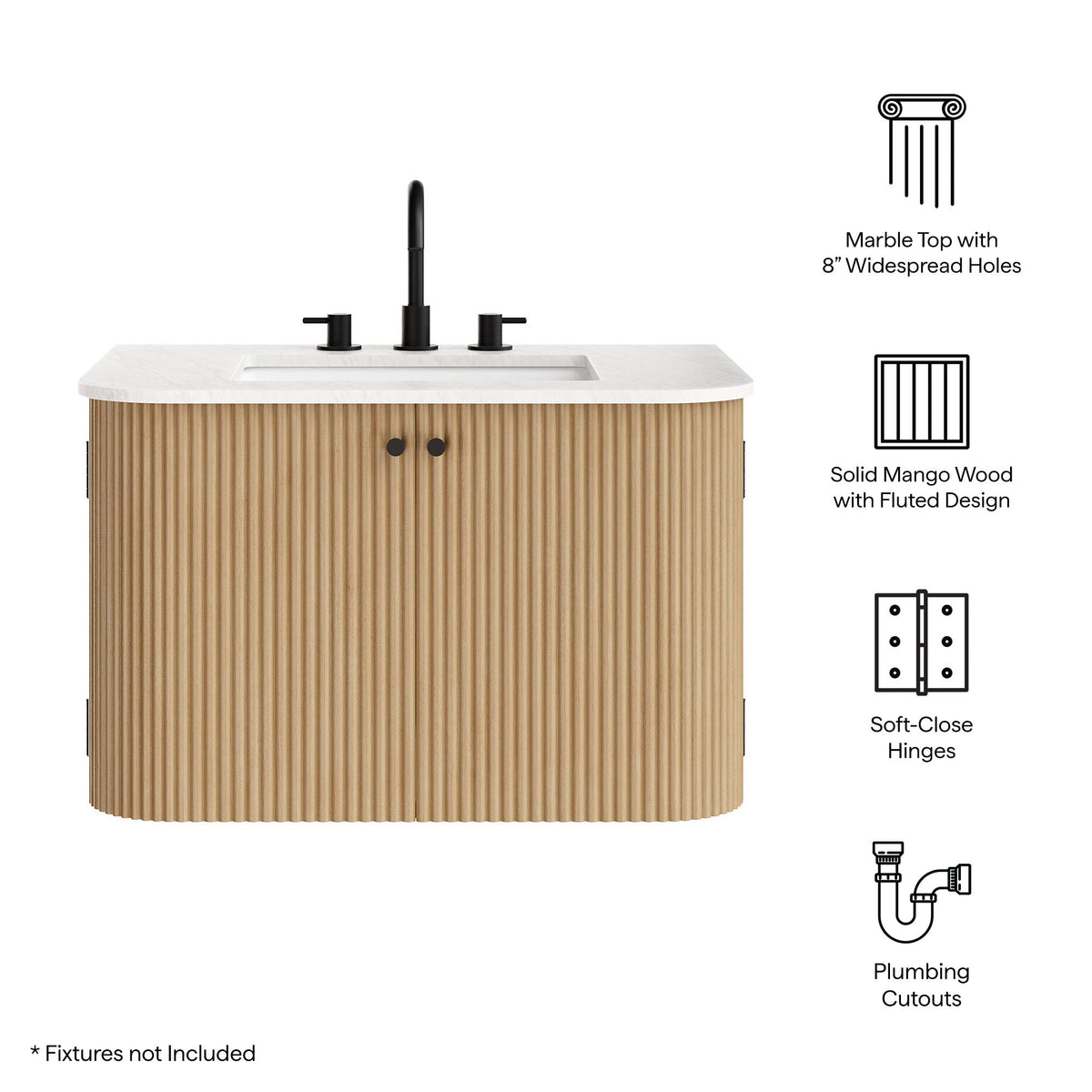 Zia Wall-Mount Bathroom Vanity with Marble Sink - view 56
