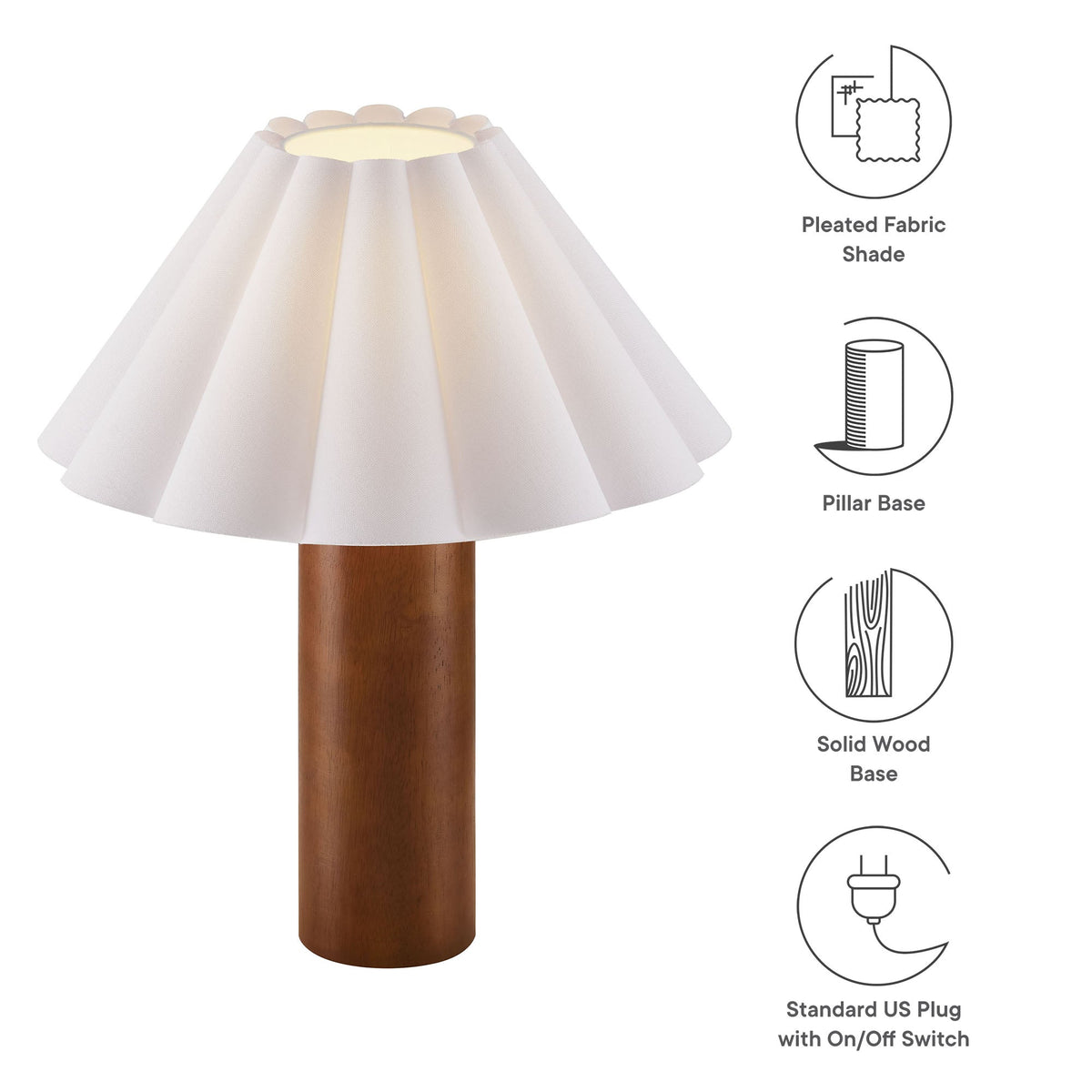 Flora Wood Table Lamp With Pleated Petal Shade