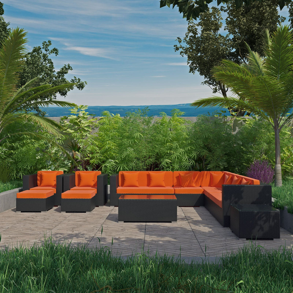 Cohesion 11 Piece Outdoor Patio Sectional Set - view 7