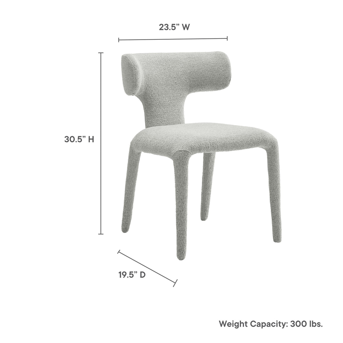 Stellan Curved Back Boucle Upholstered Dining Chair Set of Two