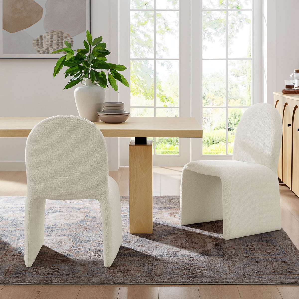 Junia Boucle Upholstered Arch Armless Dining Chair - view 13