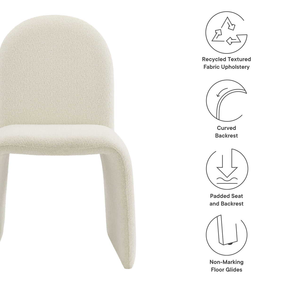 Junia Boucle Upholstered Arch Armless Dining Chair - view 15