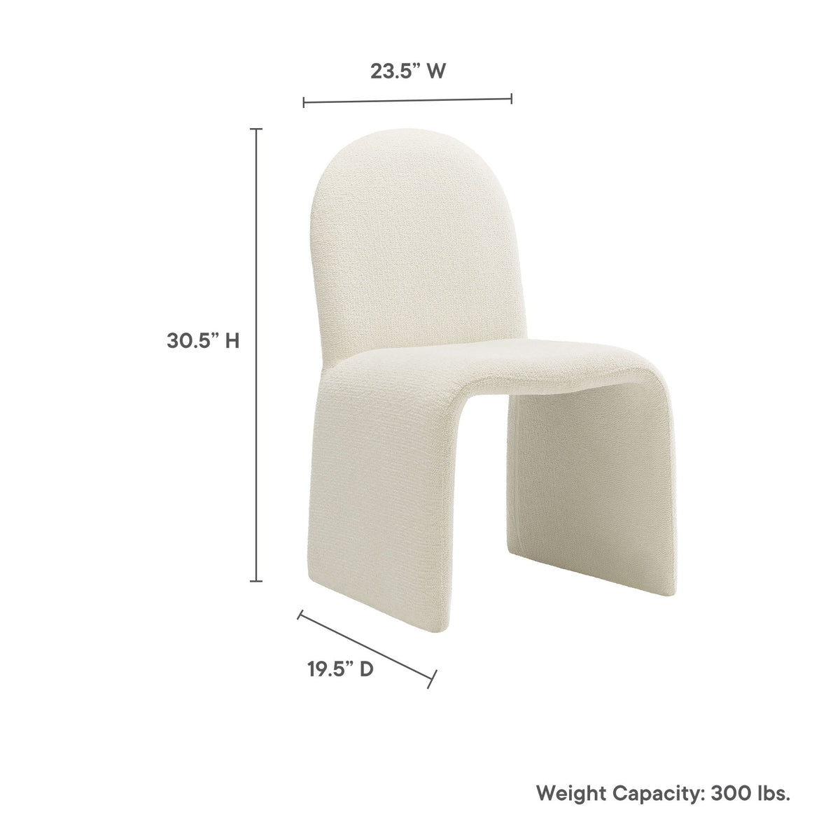 Junia Boucle Upholstered Arch Armless Dining Chair - view 17
