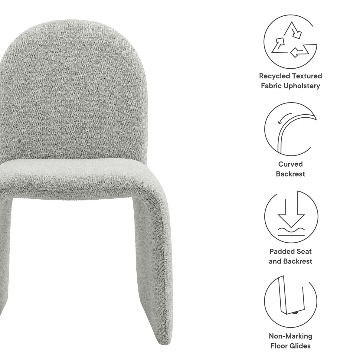 Junia Boucle Upholstered Arch Armless Dining Chair - view 16