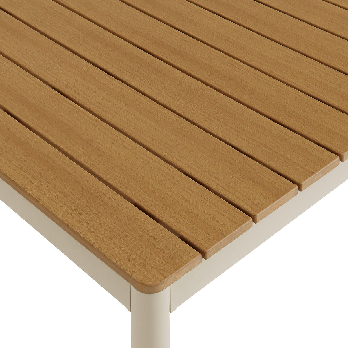 Finn 71" Outdoor Patio Aluminum Dining Table with Faux Wood Top - view 5