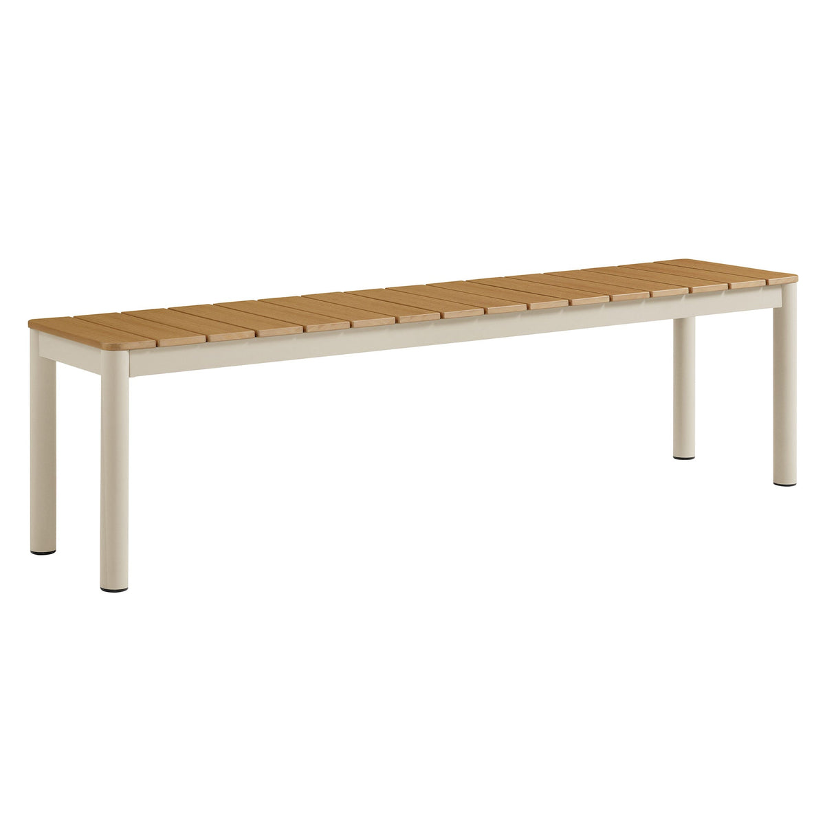 Finn Outdoor Patio Aluminum Bench with Faux Wood Top Set of 2