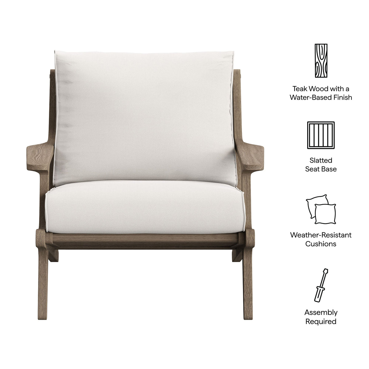 Saratoga Outdoor Teak Wood Armchair