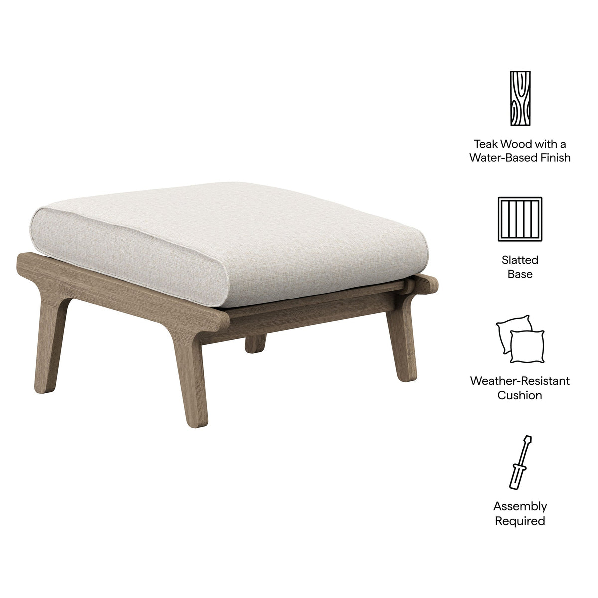 Saratoga Outdoor Teak Ottoman