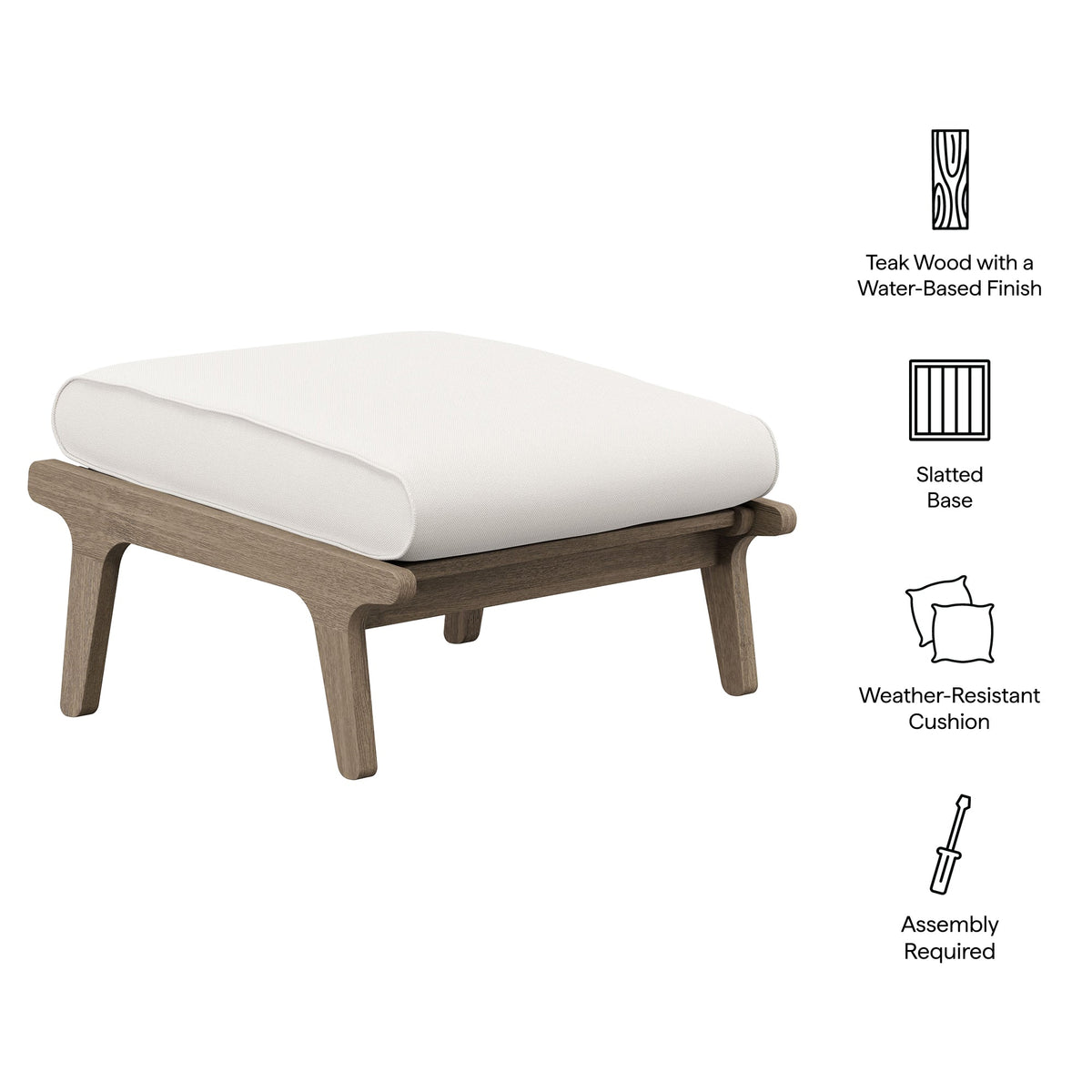 Saratoga Outdoor Teak Ottoman