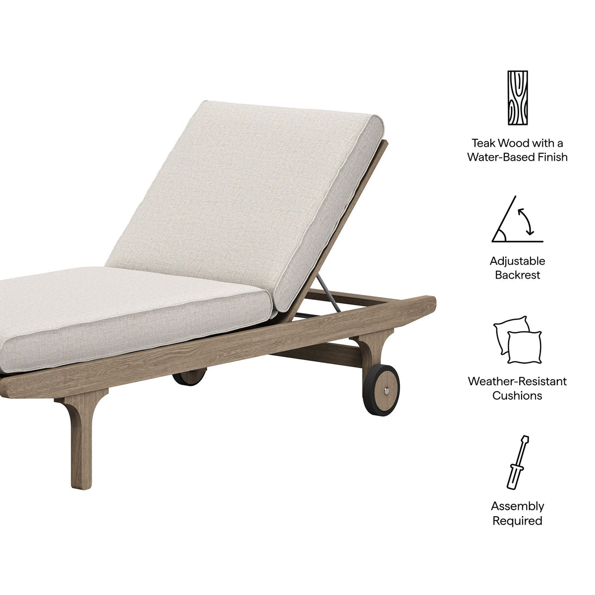 Saratoga Outdoor Teak Chaise Lounge Chair - view 23