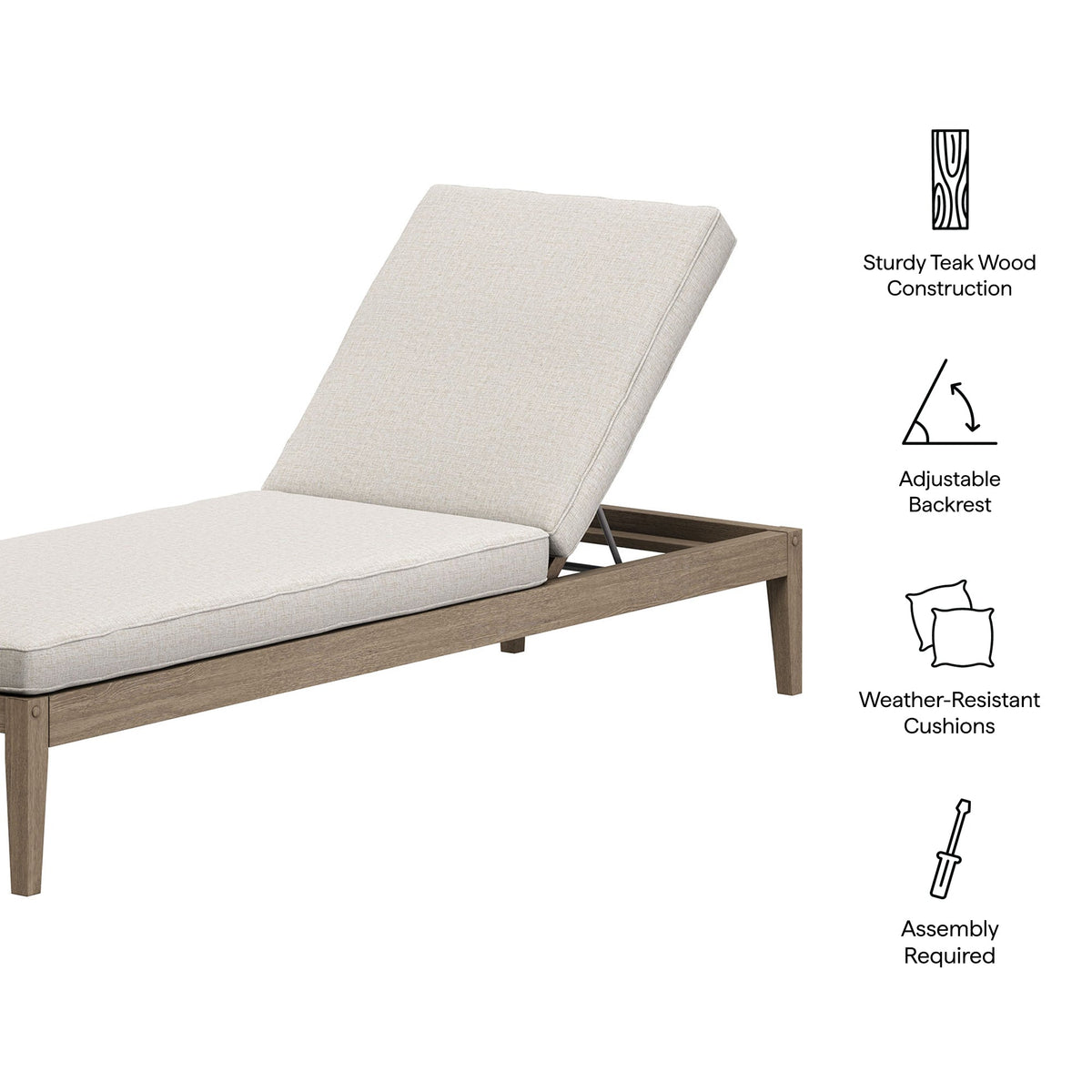 Northlake Outdoor Teak Chaise Lounge - view 23