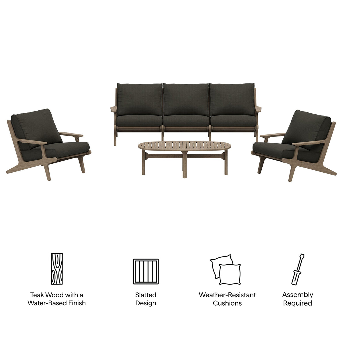 Saratoga 4-Piece Outdoor Teak Wood Furniture Set