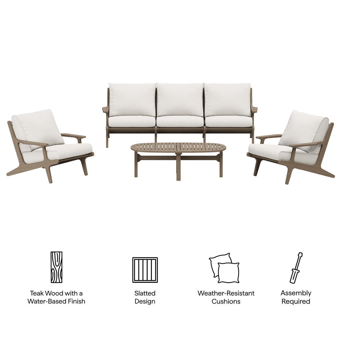 Saratoga 4-Piece Outdoor Teak Wood Furniture Set