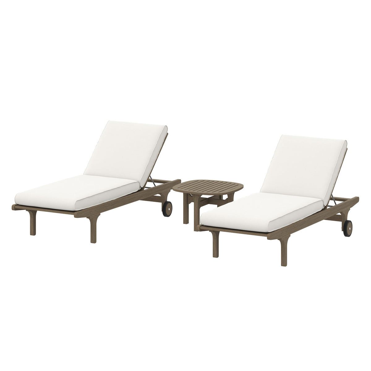 Saratoga Outdoor Teak Wood 3-Piece Chaise Lounge Furniture Set