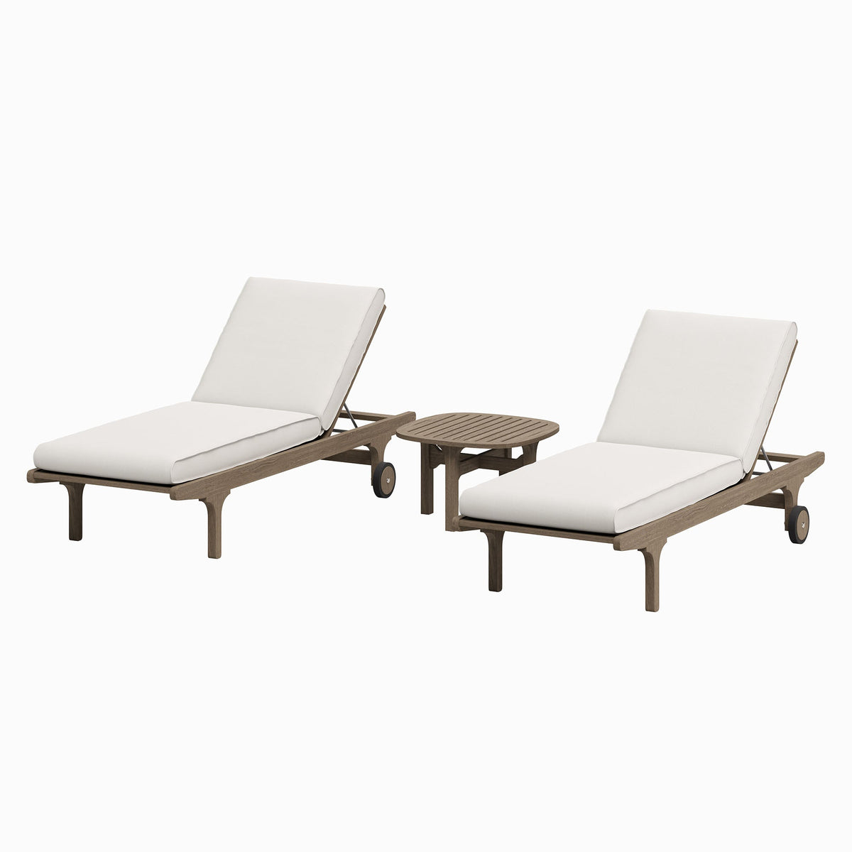 Saratoga Outdoor Teak Wood 3-Piece Chaise Lounge Furniture Set
